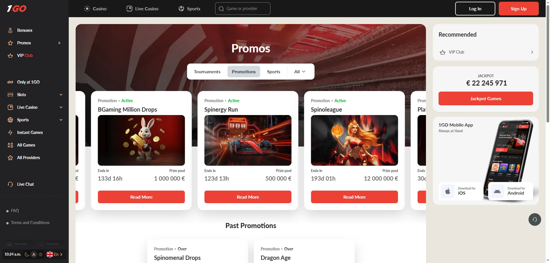 1GO Casino welcome bonus up to 81000 INR plus 400 free spins